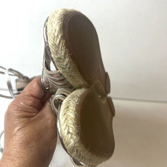 Enzo Angiolini Platform Wedges Ankle Strap Open Toe Sandals Metallic Womens 8.5M - Picture 10 of 14